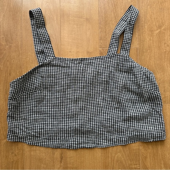 United By Blue Linen Pull-On Short and Cropped Tank Set, Black/White Gingham, L - Picture 9 of 16